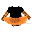 Halloween Max Style Long Sleeve Black Baby Bodysuit Orange Pettiskirt JS4775